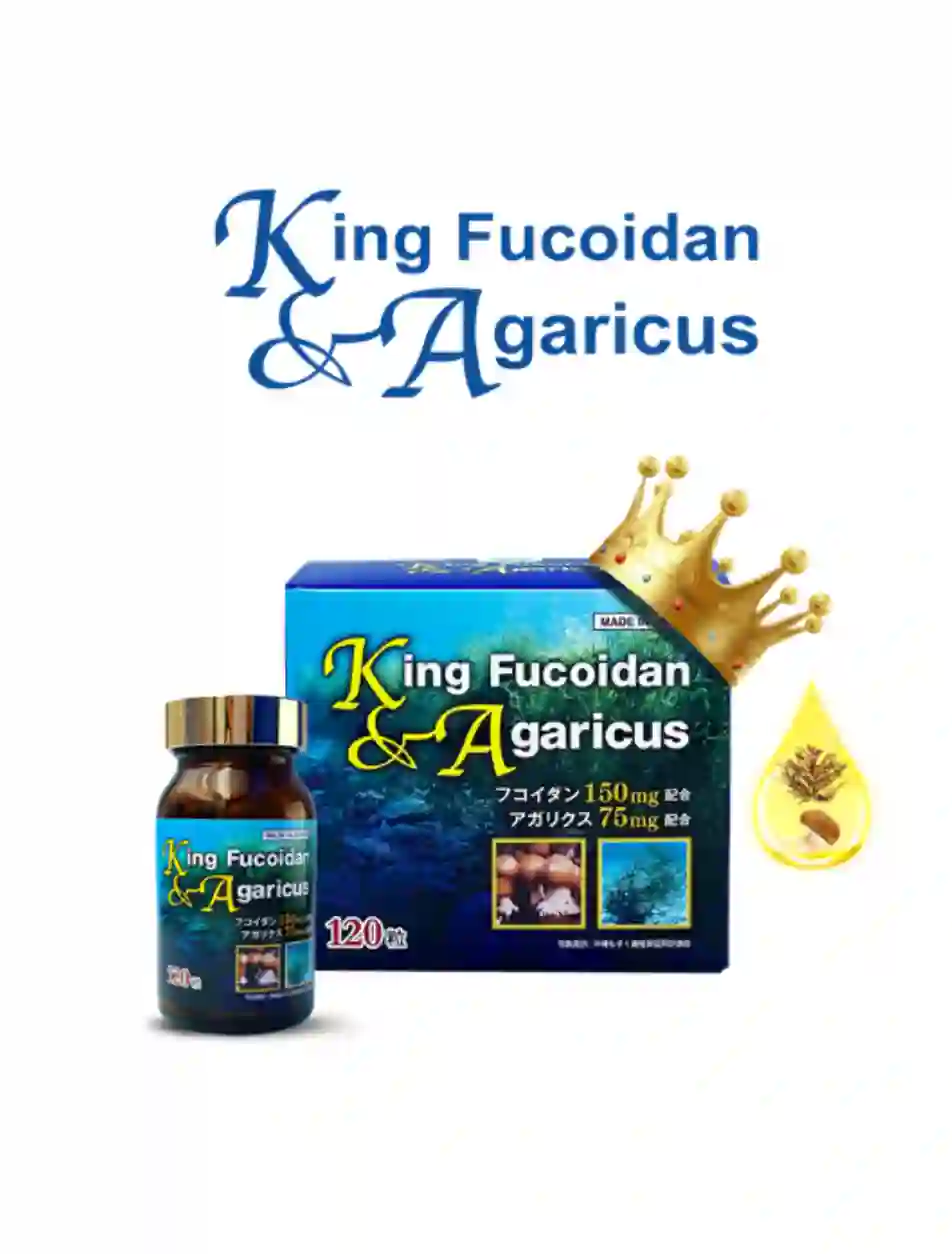 King Fucoidan & Agaricus (Hộp 30 viên nang cứng) - Hỗ trợ giảm tác dụng phụ hóa chất độc hại