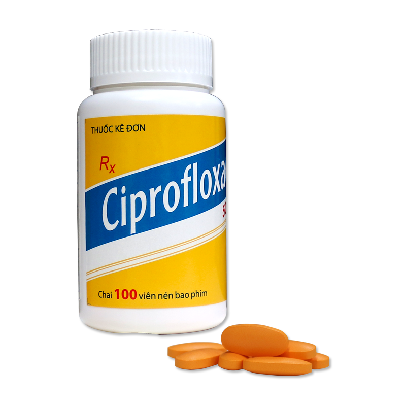 Thuốc kháng sinh Ciprofloxacin 500mg Domesco – Dùng điều trị nhiễm khuẩn (lọ 100 viên nén bao phim)