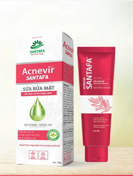 Sữa Rửa Mặt ACNEVIR SANTAFA - Da Mụn, Nhạy Cảm | Cân Bằng Tuyến Nhờn, Làm Sạch Sâu