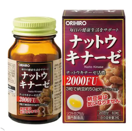 Viên uống Nattokinase Orihiro 60 viên hỗ trợ ngăn ngừa và phòng chống tai biến đột quỵ