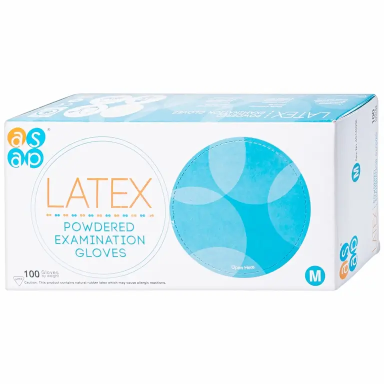 Găng tay cao su y tế có bột Latex ASAP Malaysia Size M (100 cái)
