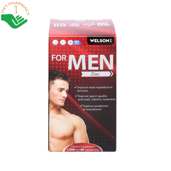 Viên uống Welson For Men Zinc hỗ trợ tăng cường khả năng sinh lý nam (1 lọ x 60 viên)