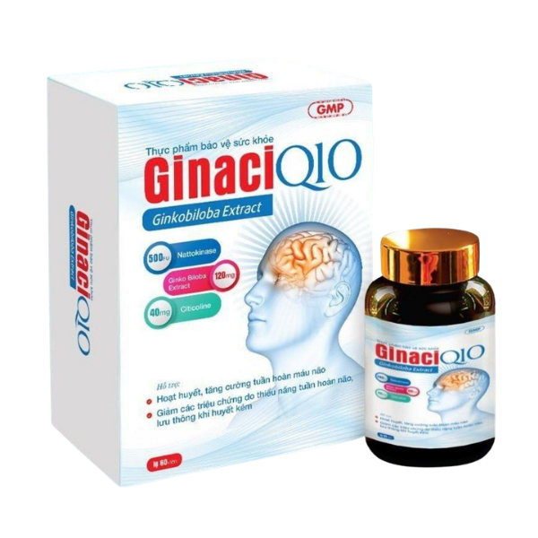 Viên uống Ginaci Q10 Dragon hỗ trợ hoạt huyết, tuần hoàn máo não