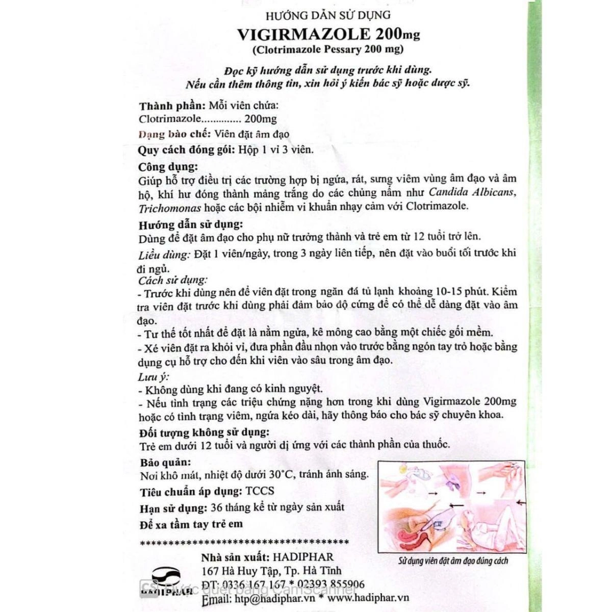 Thuốc Vigrimazole Clotrimazole Pessaries 200mg hỗ trợ điều trị viêm âm đạo do nấm Candida
