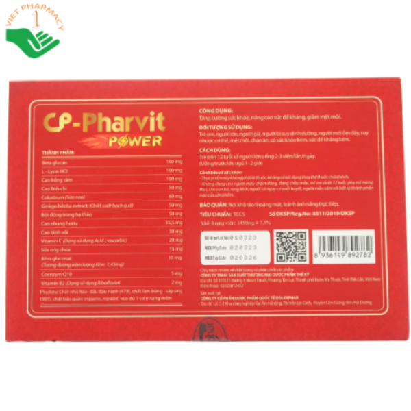 CP-Pharvit Power 60 Viên – Hỗ Trợ Tăng Cường Sức Khỏe, Nâng Cao Đề Kháng Và Giảm Mệt Mỏi