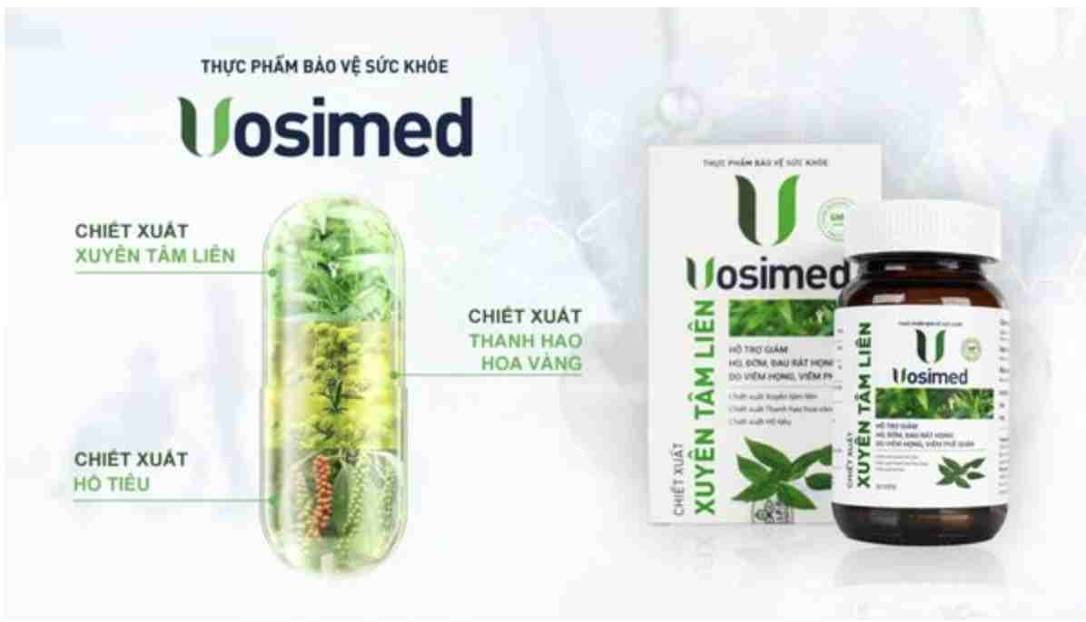 Vosimed - Chiết Xuất Xuyên Tâm Liên - Hỗ Trợ Giảm Ho, Giảm Đờm, Đau Rát Họng