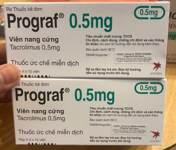Prograf 0.5mg Astellas 5 vỉ x 10 viên điều trị phòng ngừa thải ghép thận