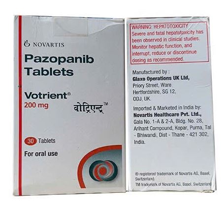 Thuốc Votrient 200mg Novartis điều trị ung thư biểu mô tế bào thận (RCC) và ung thư phần mềm (STS) (30 viên)