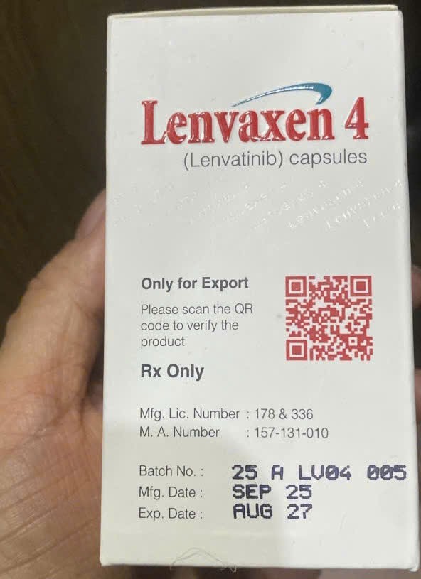 Thuốc ung thư Lenvaxen 4mg Hộp 30 viên