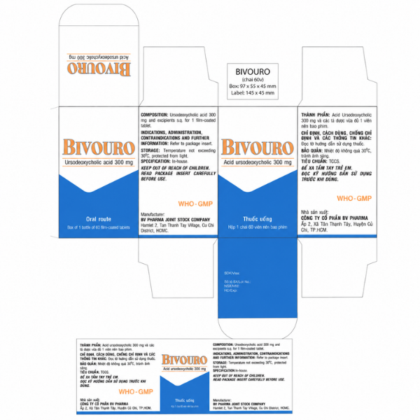 Thuốc cải thiện chức năng gan và điều trị sỏi mật Bivouro 300mg Bidiphar 