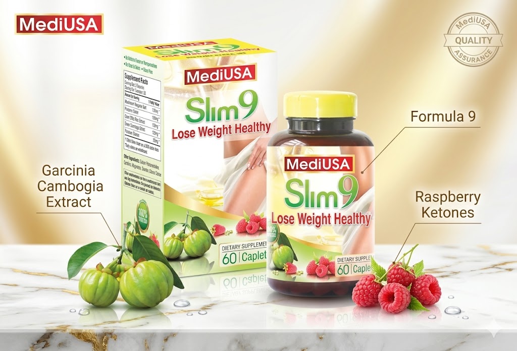 Viên uống hỗ trợ giảm cân MediUSA Slim 9 hỗ trợ giảm cân và tăng cường chuyển hóa chất béo trong cơ thể