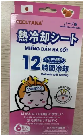 Miếng dán hạ sốt hạ nhiệt hương dâu Cooltana Tanaphar hộp 6 miếng