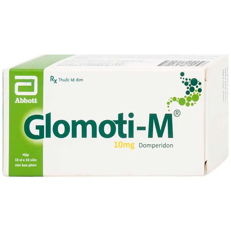 Thuốc Glomoti-M Glomed điều trị triệu chứng buồn nôn, nôn, chướng bụng (10 vỉ x 10 viên)