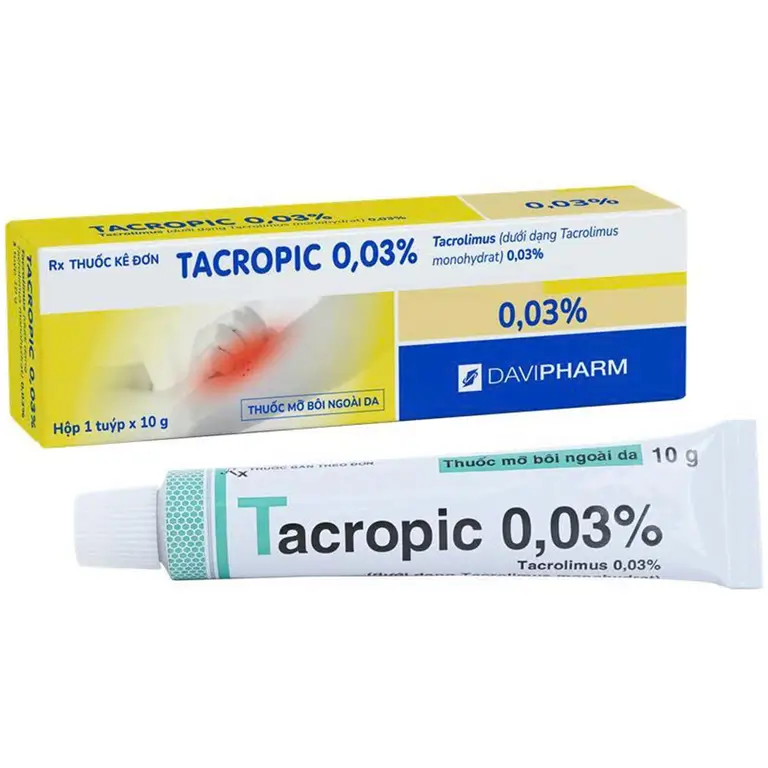 Thuốc Tacropic 0,003% Davipharm chỉ định trong điều trị viêm da cơ địa (10g)