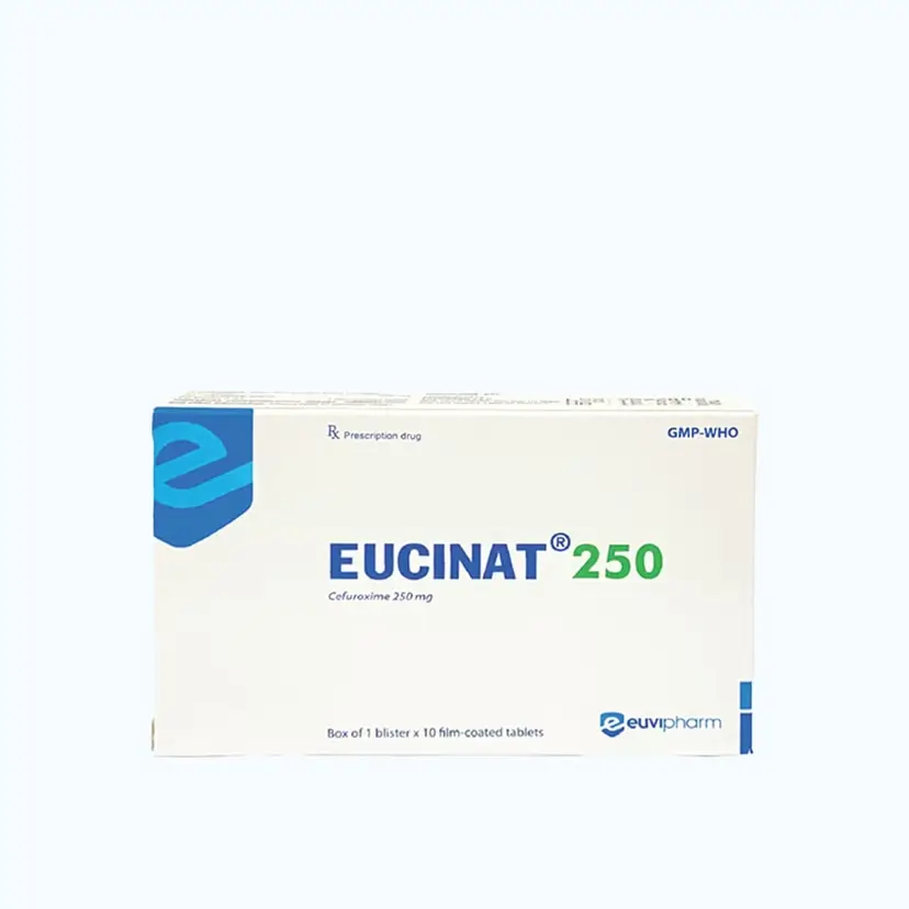Viên nén Eucinat 250mg kháng sinh điều trị nhiễm khuẩn (1 vỉ x 10 viên)
