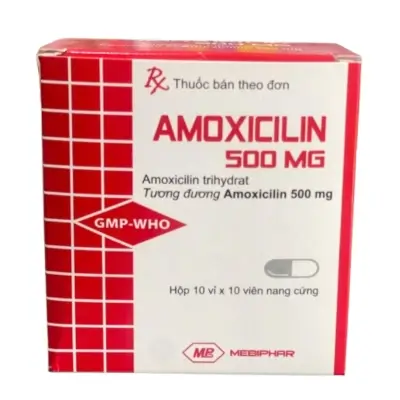 Thuốc kháng sinh AMOXICILIN 500mg Mebiphar hộp 10 vỉ x 10 viên