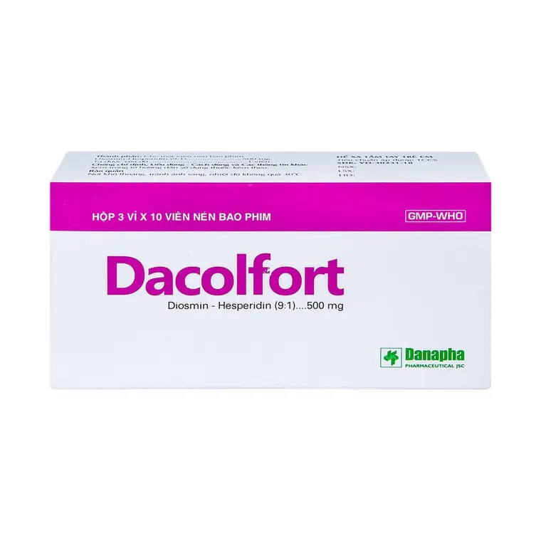 Thuốc Dacolfort 500mg điều trị suy giãn tĩnh mạch, trĩ (3 vỉ x 10 viên)