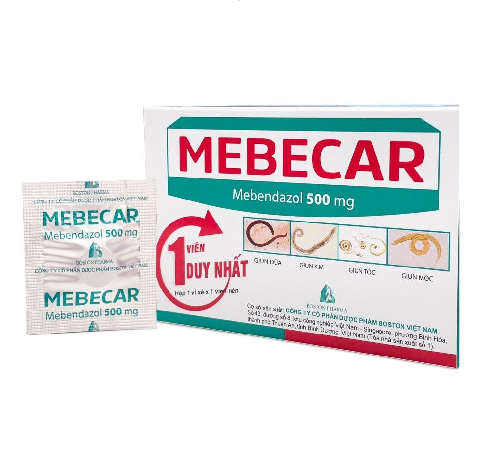 Mebecar giúp tẩy sạch các loại giun đường ruột thường gặp