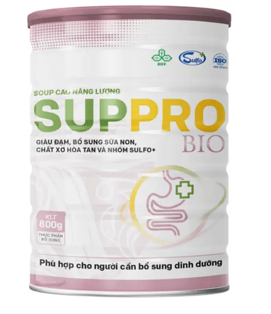 Suppro BIO - Soup cao năng lượng, dành cho người gặp các vấn đề về tiêu hóa (vị gạo sữa, dạng lon 800g)