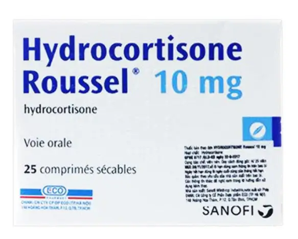 Hydrocortisone Roussel 10mg trị suy thượng thận (1 vỉ x 25 viên)