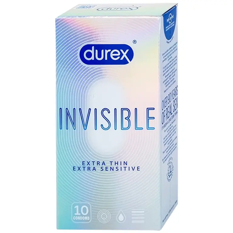 Bao cao su Durex Invisible Extra Thin Extra Sensitive siêu mỏng, vừa vặn và ôm sát (10 cái)