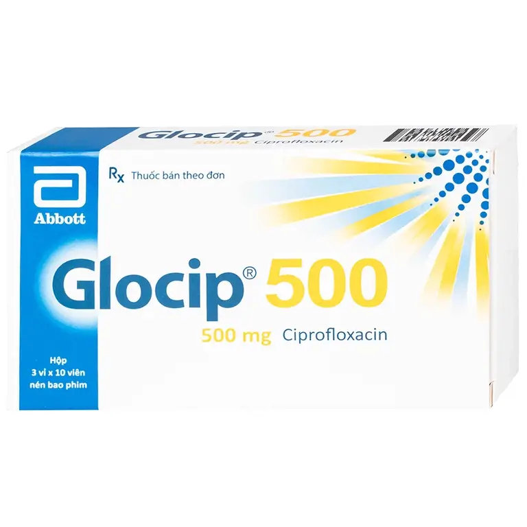 Thuốc Glocip 500 Glomed điều trị nhiễm khuẩn ở người suy giảm miễn dịch (3 vỉ x 10 viên)