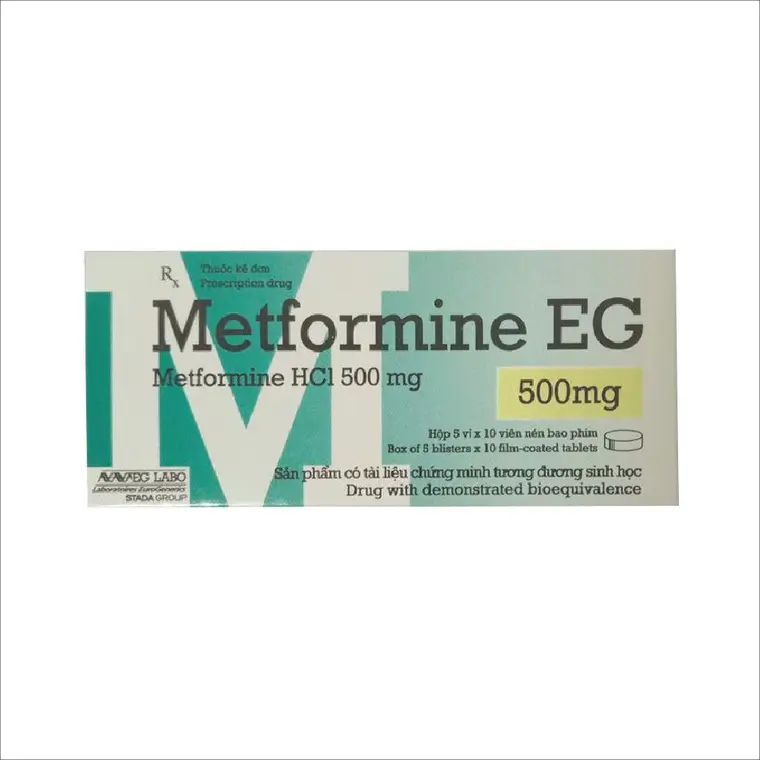 Thuốc Metformine EG 500mg Điều Trị Đái Tháo Đường (Hộp 5 Vỉ X 10 Viên)
