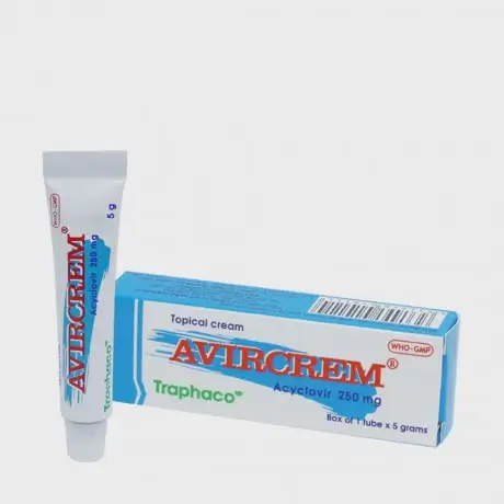 Thuốc dùng ngoài Avircrem 250mg điều trị các trường hợp nhiễm virus herpes simplex trên da (tuýp 5g)
