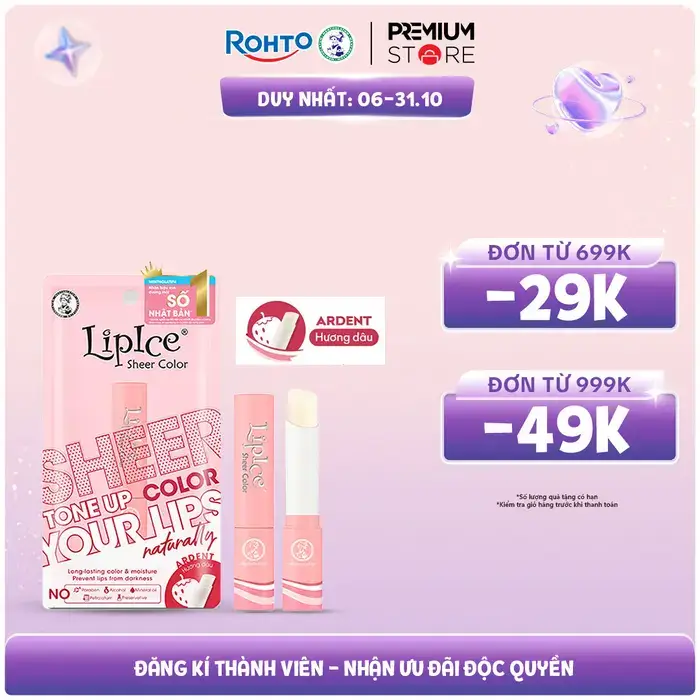 Son dưỡng có màu hiệu chỉnh sắc môi Lipice Sheer Color 2.4g - Hương dâu nồng nàn