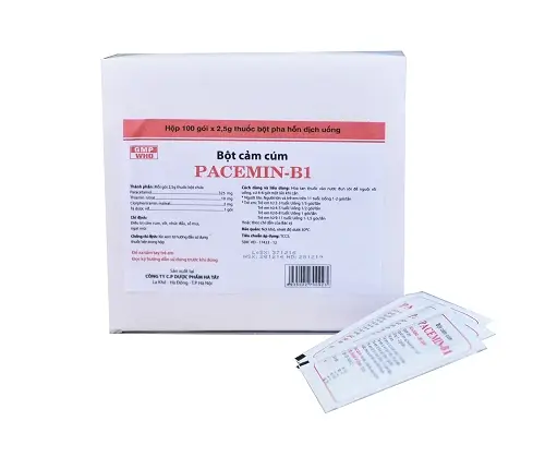 Bột cảm cúm Pacemin-B1 (DP Hà Tây) hộp 100 gói x 2,5g
