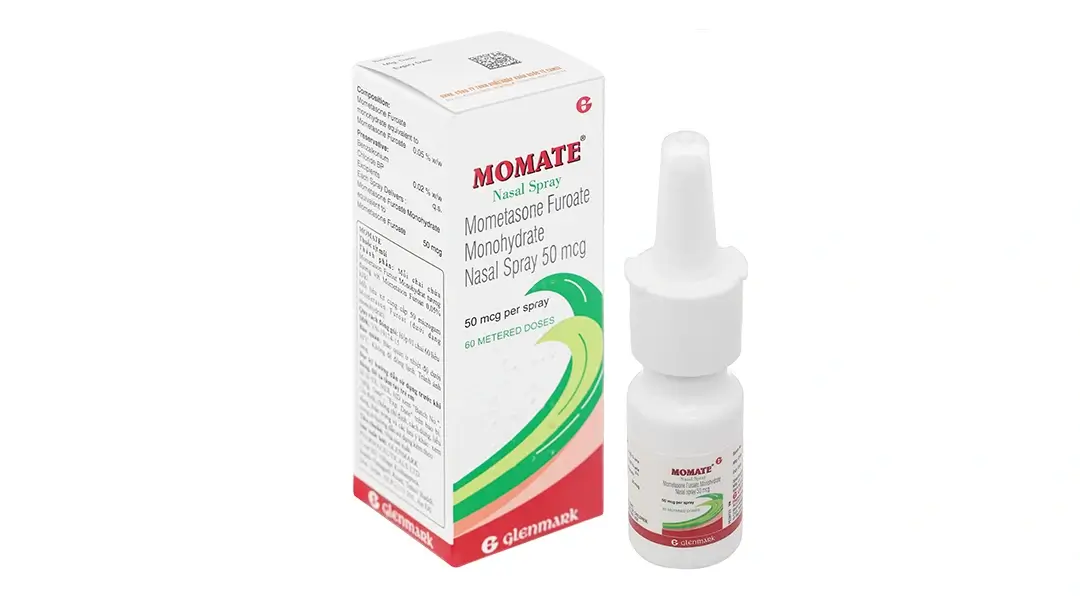 Hỗn dịch xịt mũi Momate Nasal Spray 50mcg trị viêm mũi dị ứng chai 60 liều