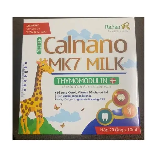 Viên uống bổ sung calci, vitamin D3 cho cơ thể Calnano MK7 MILK hộp 20 ống x 10ml